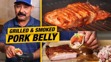 The BEST Grilled & Smoked PORK BELLY Taco Recipe + My New Salsa Roja Recipe