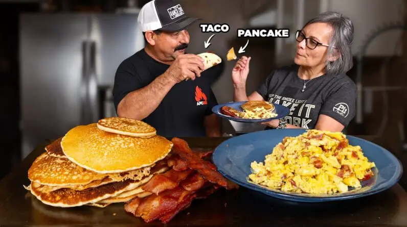The Best Mexican-American Breakfast Plate: Bacon, Eggs & Pancakes