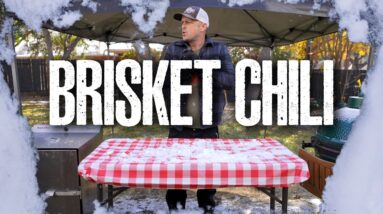 Making Smoked Brisket Chili in the Snow