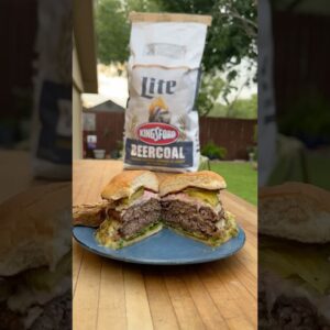 #ad Summer Salsa Verde Burger grilled with @Kingsford x @millerlite's epic new Beercoal 🔥#kingsford
