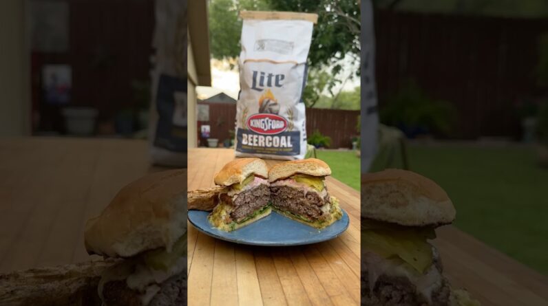 #ad Summer Salsa Verde Burger grilled with @Kingsford x @millerlite's epic new Beercoal 🔥#kingsford